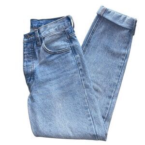 Brandy Melville John Galt straight leg high waisted medium wash button fly jeans
